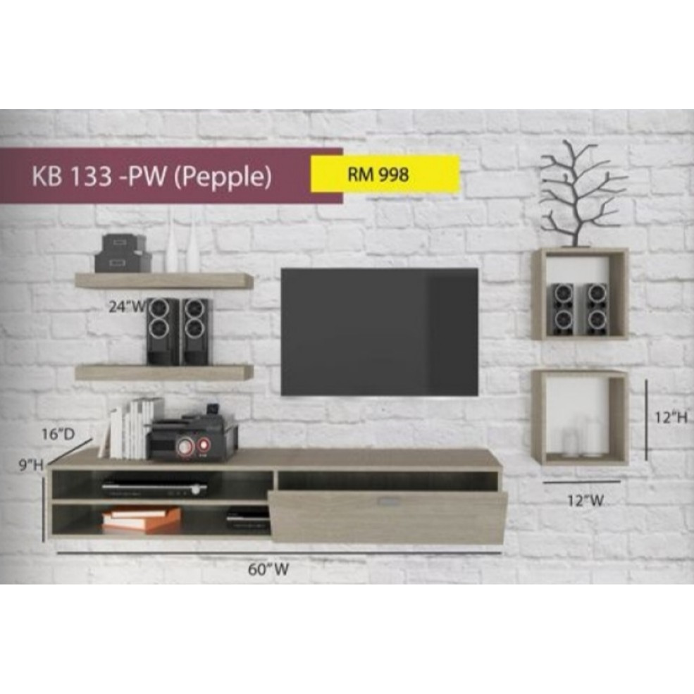 Ready Stock 5 Diy Wall Mounted Tv Cabinet Writing Table With Shelf And Display Racks Shopee Malaysia