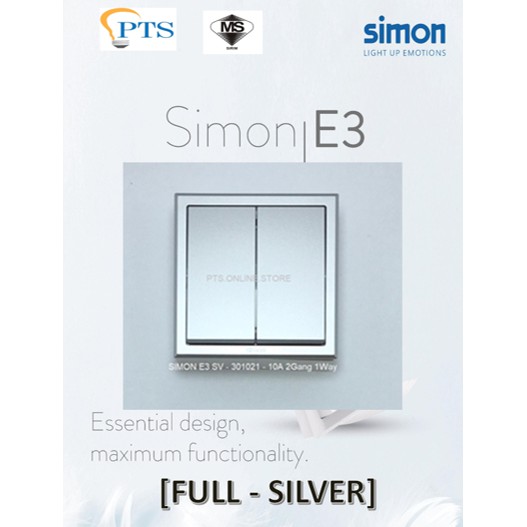 SIMON E3 Silver - 2Gang 1Way Switch Suis Lampu , Suis Kipas | Shopee ...