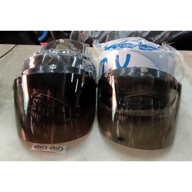 Helmet Visor 3 button ARC smoke Toyo Sunlight tinted visor with Shield