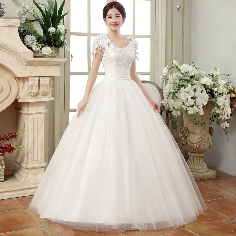New Female Slim Thin Shoulders Fat Bride Lace Flower Studio Women