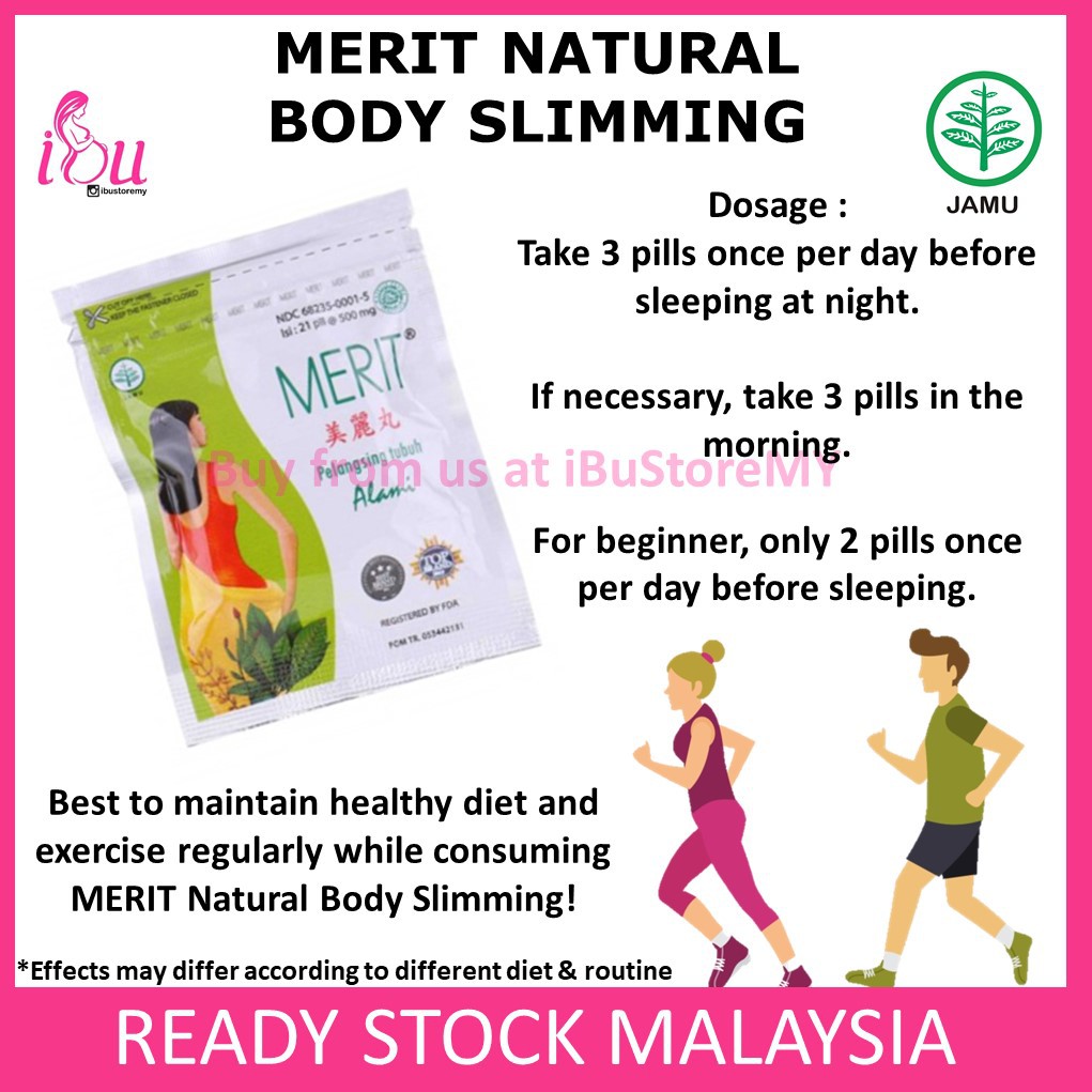 Merit Natural Body Slimming 1 Sachet Pil Jamu Pelangsing Shopee Malaysia