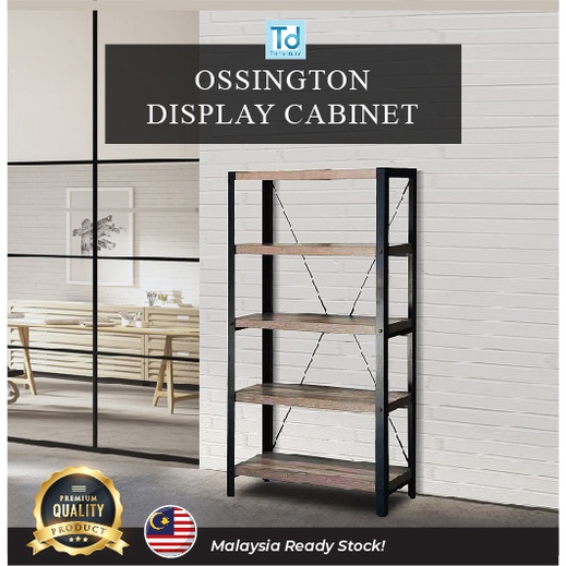 *READY STOCK* Lazio Ossington Industrial Display Rack/ 4-tier Metal and Wooden Bookshelves/ Rustic Industrial Shelf