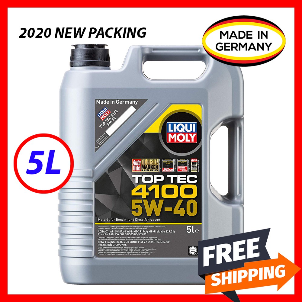 (100% Original) Liqui Moly TOP TEC 4100 5W40 Fully Synthetic Engine Oil ...