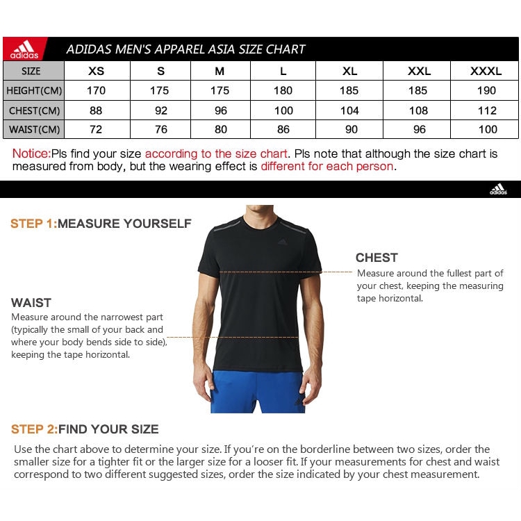 adidas t shirt size chart cm