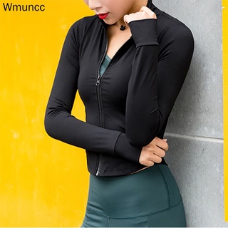 Wmuncc Running Jacket Women Long Sleeve Zipper Fitness Yoga Shirt Top Workout Gym Activewear Sport