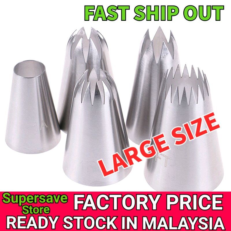 Premium 5pcs Big Size Nozzle Churros Nozzles Flower Mouth 5 Piece Set Decorating Mouth Combination Cake Biscuit Bakeware