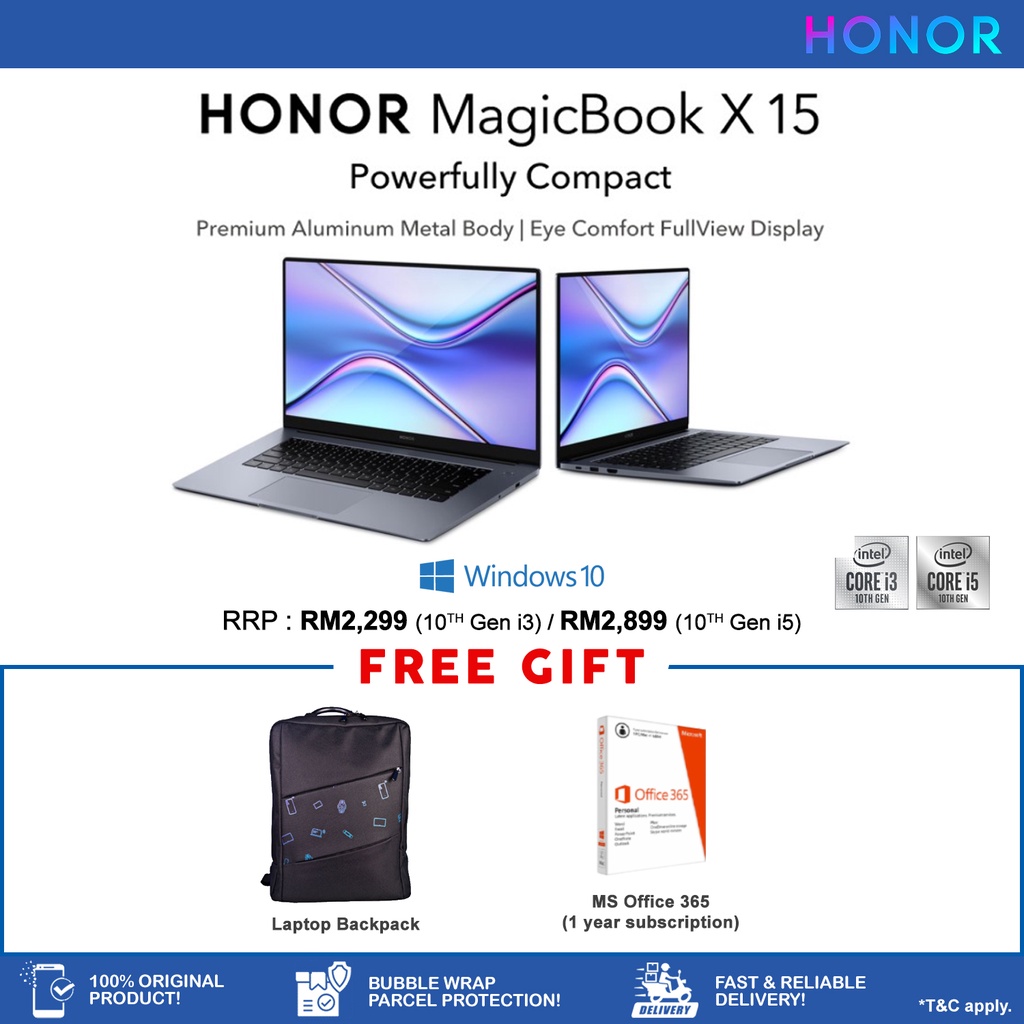HONOR MagicBook X 15 | Intel Core i3 & i5 | 8GB+ 256GB/512GB SSD | 15.6 ...