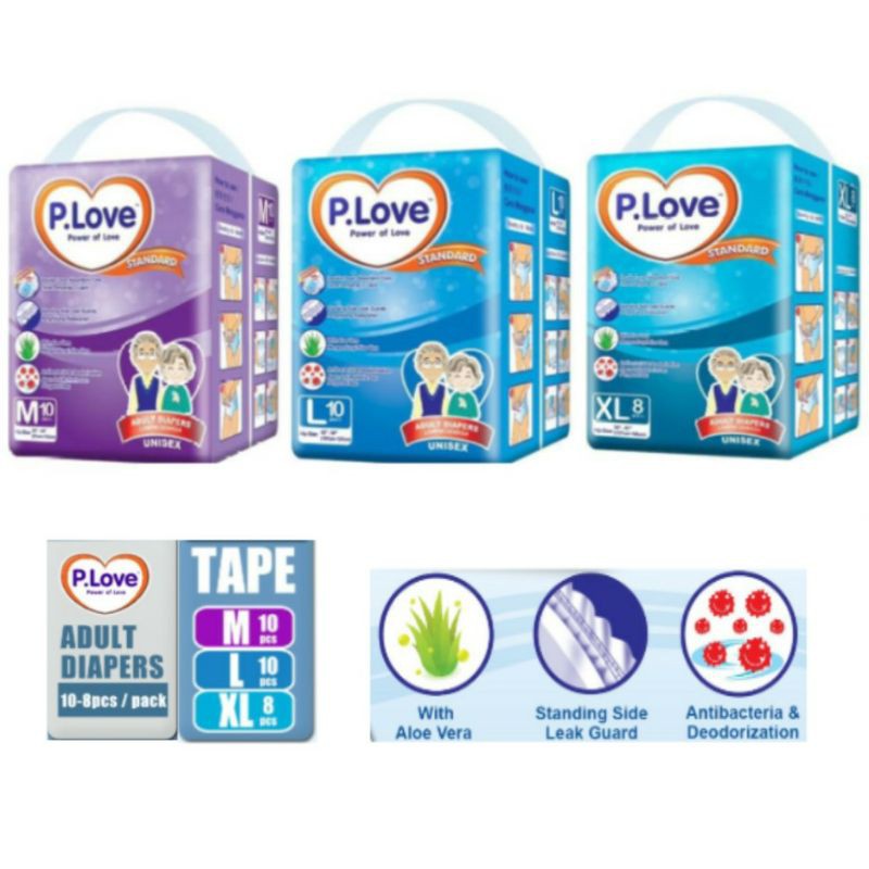 P Love Standard Adult Diapers M10 L10 Xl8 1 Pack Shopee Malaysia