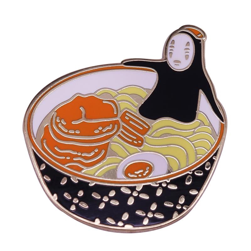 Ramen bowl pin Spirited Away no face brooch cute anime badge Japanese food  jewelry funny friends gift | Shopee Malaysia