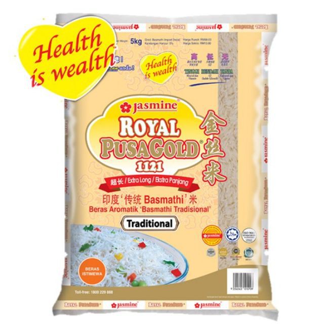 100 ORIGINAL Jasmine Royal Pusa Gold Rice 5KG RoyalPusa Shopee Malaysia