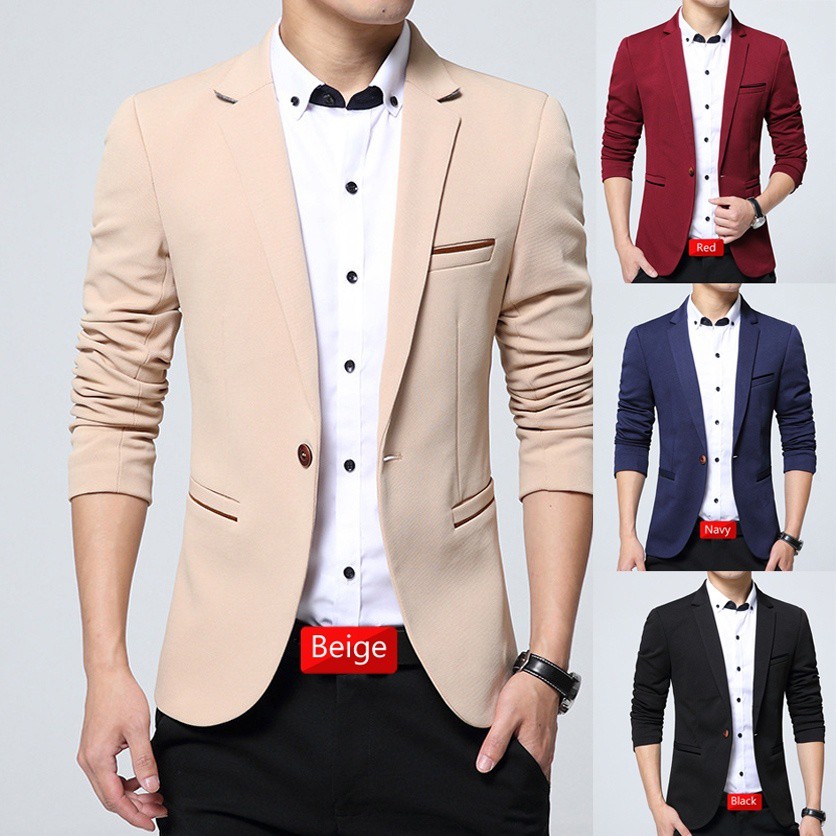 Men's Suit Man Suits Korean Design Slim Fit Blazer Gentle Stylish Men's ...