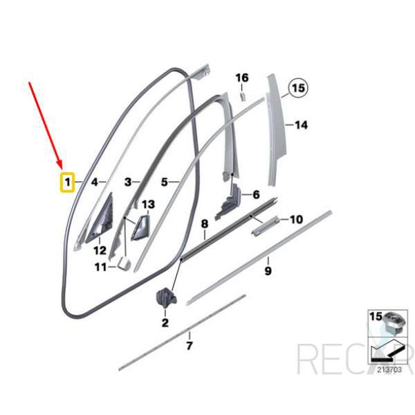 ORIGINAL DOOR rubber SEAL (FRONT) BMW 5 F10 51767182269 (1pc) Shopee