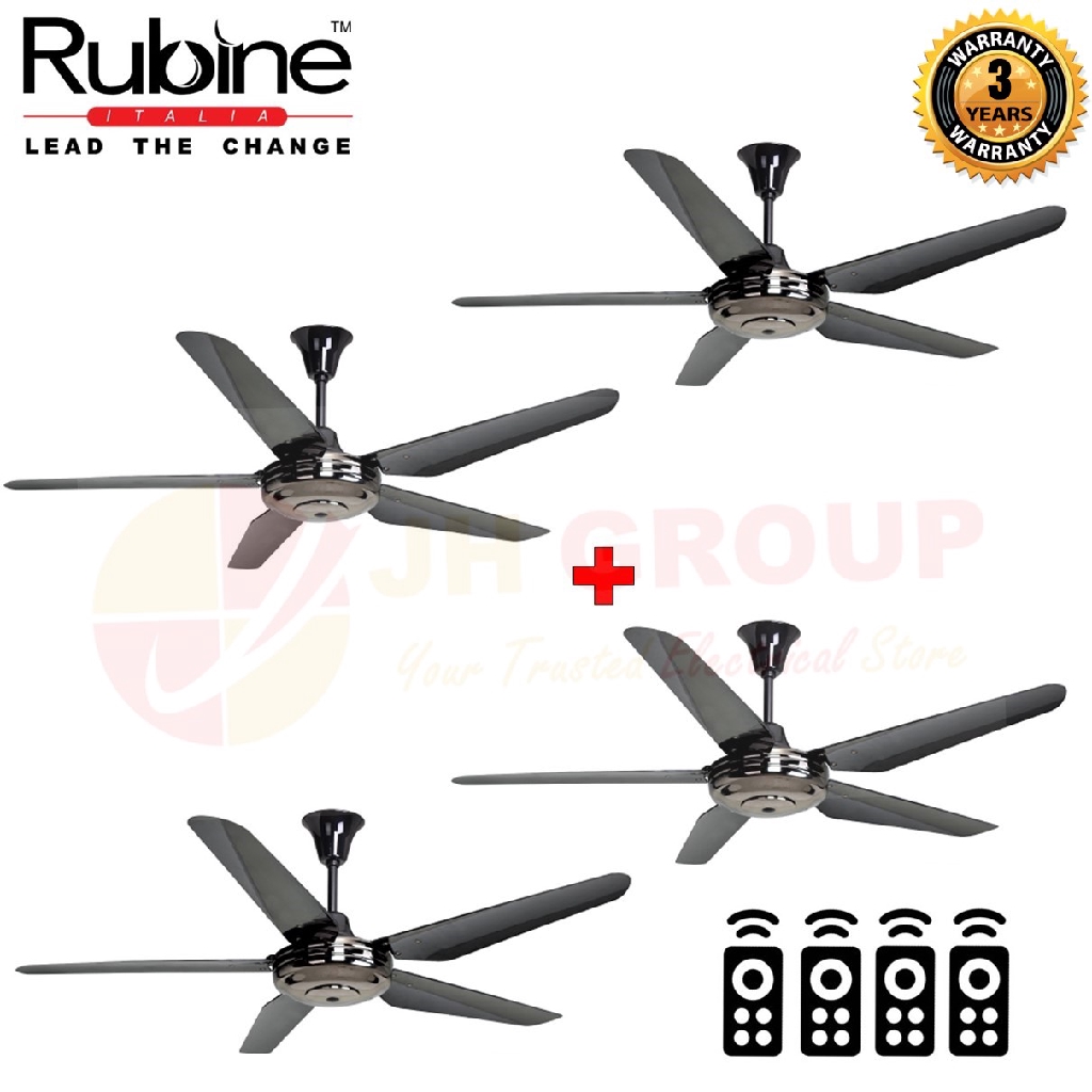 4 Units Rubine Rcf Vetta101 5b Gm 56 5 Blades Gun Metal Ceiling Fan With Remote Control