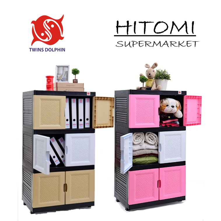 New Ready Stock Twins Dolphin Diy 3 Tier Storage Cabinet Wooden