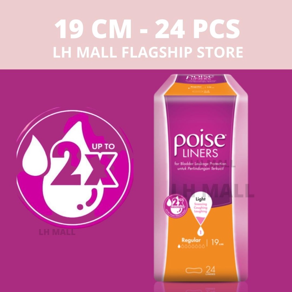 19cm &  12 x 2 Pcs - Poise Liners Regular Incontinence/Adult Diapers
