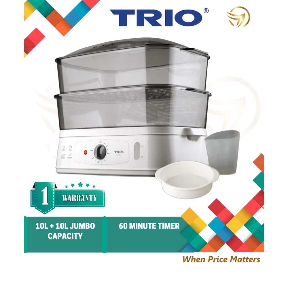 Trio 20L Electric Food Steamer 2 Tier TFS18 TFS-18 Pengukus Makanan Stim Makanan Pau 电子蒸炉