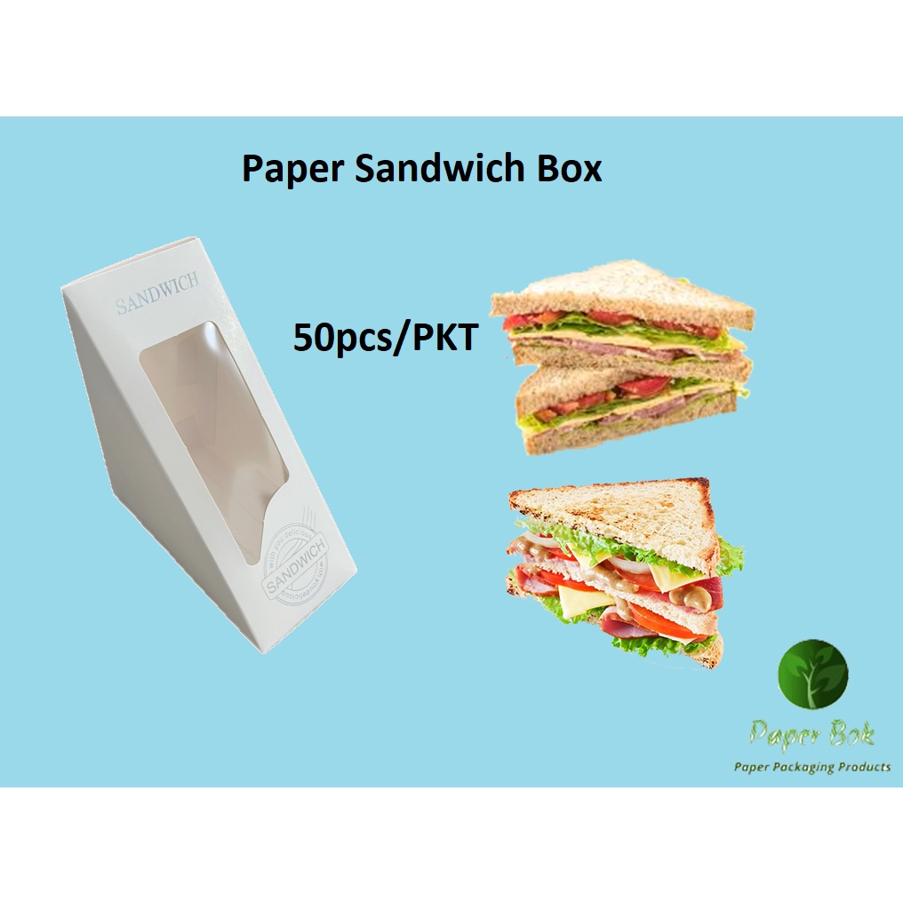 [50pcs] Flat Packaging Folding Triangle Sandwich Box / Paper Sandwich