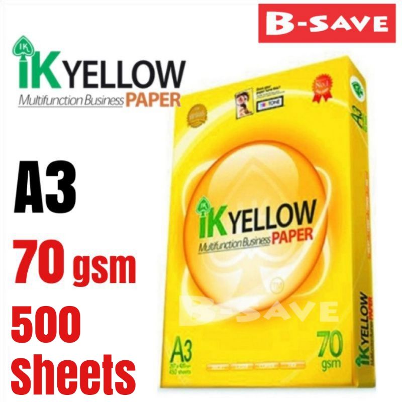 IK Yellow A3 Paper 70gsm 500sheets Indah Keat Paper / Kertas Size A3 ...