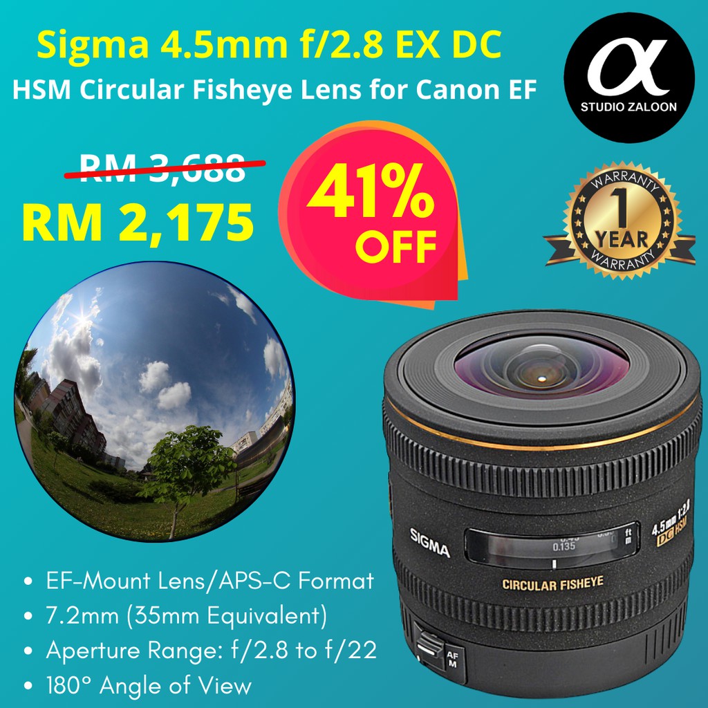 Sigma 4 5mm F 2 8 Ex Dc Hsm Circular Fisheye Lens For Canon Ef Shopee Malaysia