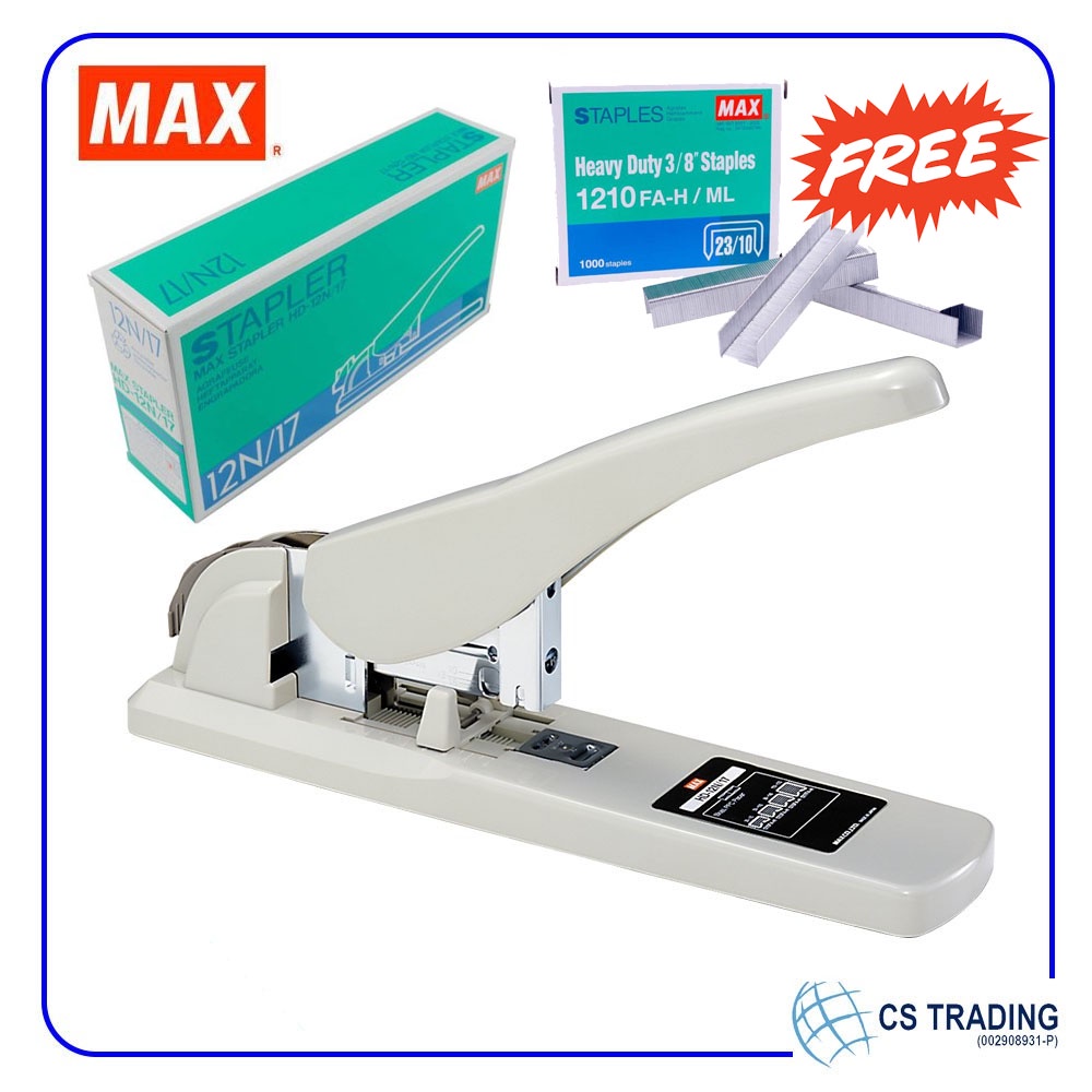 MAX HD12N/17 Heavy Duty Stapler (Free One Box 1210FAH Staples
