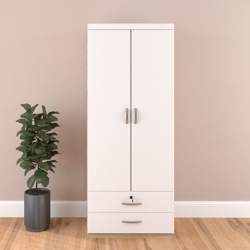 Furniture Direct LIBERTY 2 Door 2 Drawer Wardrobe With Key Lock