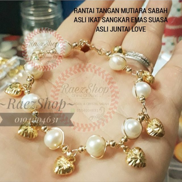 Rantai Tangan Mutiara Sabah Ikat Sangkar Emas Suasa Juntai Love Shopee Malaysia