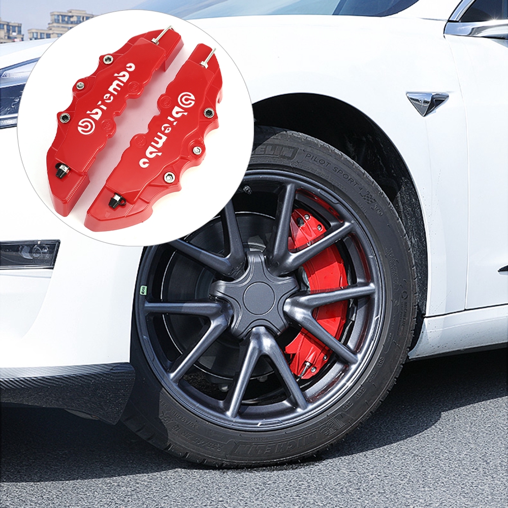 KQZLLL 4pcs Brake Caliper Covers ABS Plastic Truck 3D Red Useful Car Universal Disc Front Rear Auto Universal Kit 