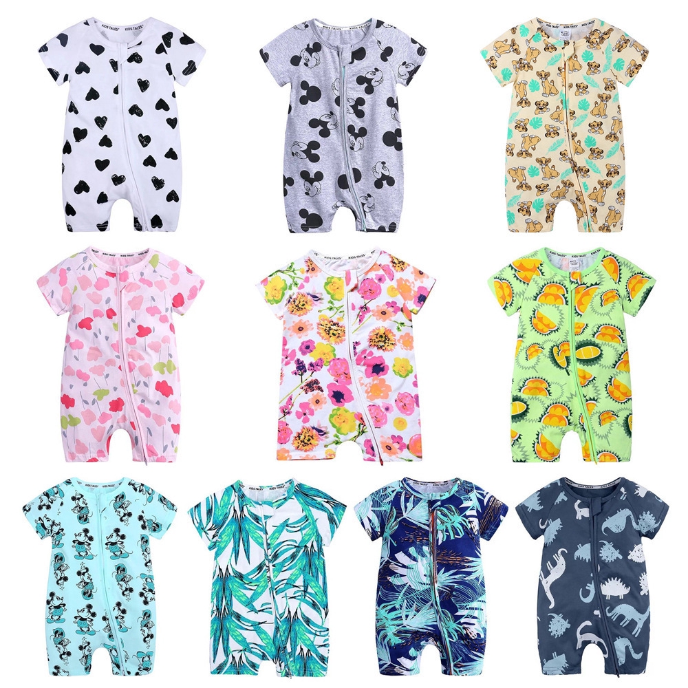 short sleeve zipper romper