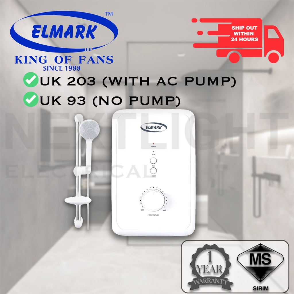 ELMARK Instant Water Heater  ''AC PUMP / NO PUMP'' Optional 5 Years Warranty