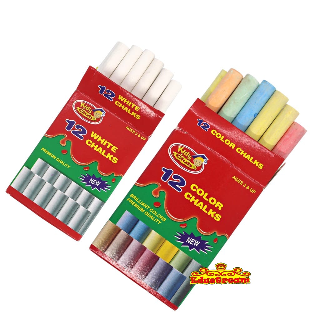 READY STOCK!!! Premium Quality White Chalk / Color Chalk 12 Pieces ( 3