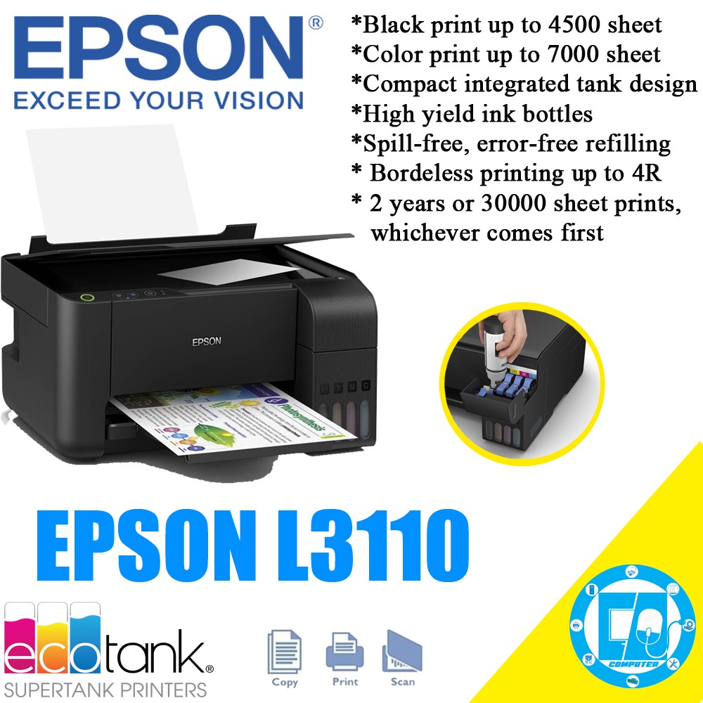 EPSON ECO TANK L3110 3 IN 1 PRINTER | Shopee Malaysia