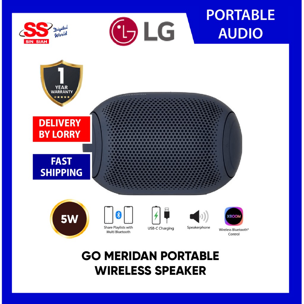 LG 5W PL2 XBOOM Go Meridan Dual Action Bass 10 Hour Battery Life Multi Colour Lightning Ipx5 Portable Wireless Speaker