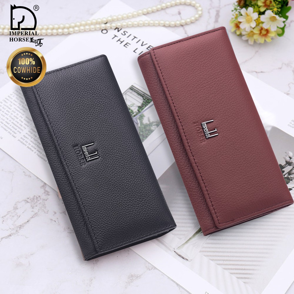 imperial Horse A001 Women Long Genuine Leather Wallet Many Departments