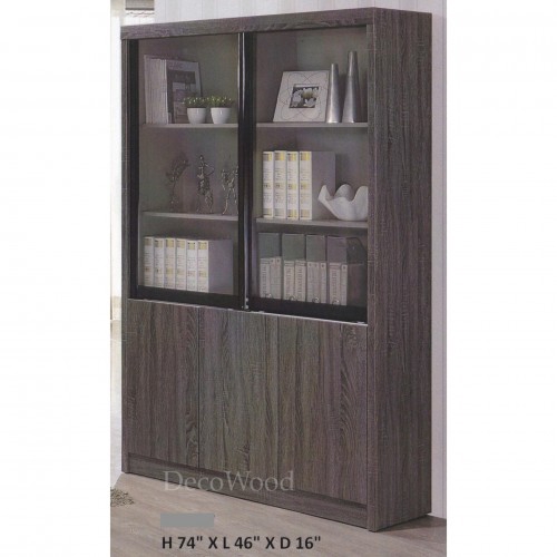 Ready Fixed 4 Feet Sliding Glass Door With 3 Drawers Book Case