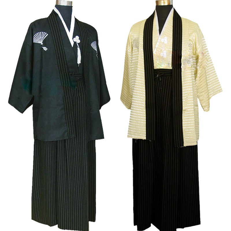 Vintage Japones Kimono Man Japanese Traditional Dress Male Yukata Stage Dance Costumes Hombres Quimono Men Samurai Cloth