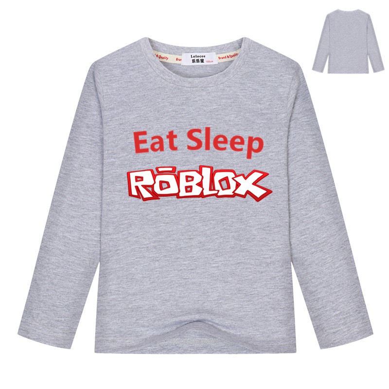 Boys Cotton Clothes Funny Eat Sleep Roblox Logo T Shirt Long - roblox shirt boys girls kids square logos t shirt x large black