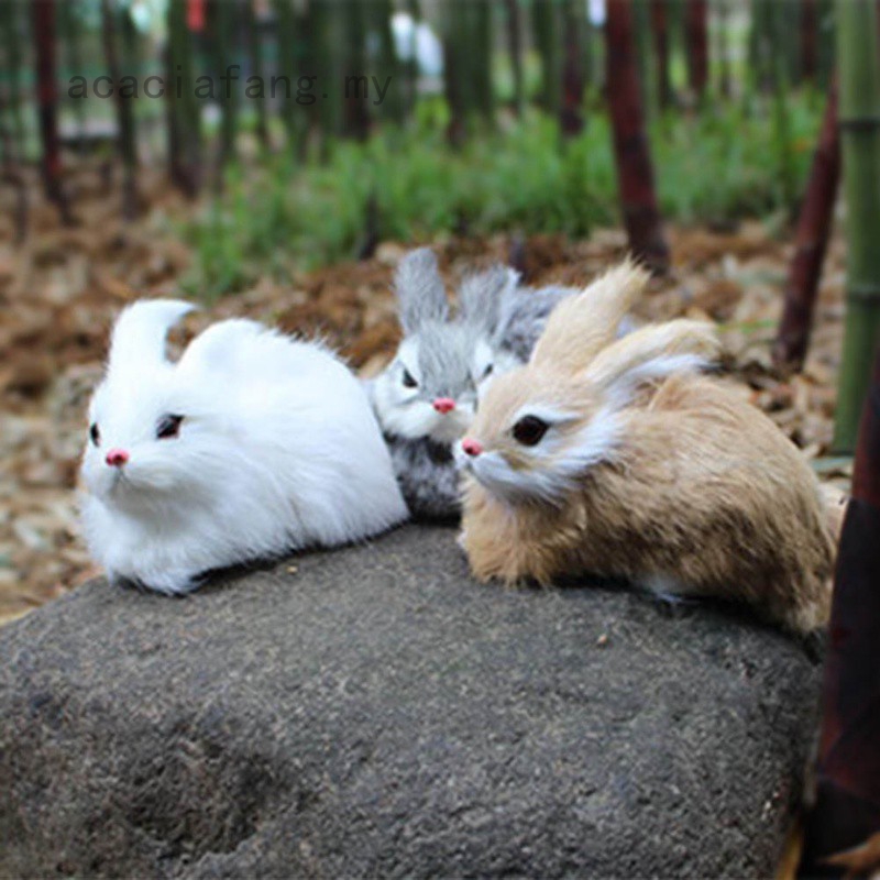 Acaciafang Mini Cute Simulation Rabbit Model Leather Fur White Rabbit Toy Plush Rabbits Rabbit Toy Model Shopee Malaysia - rabbit simulator new roblox cute and funny animals