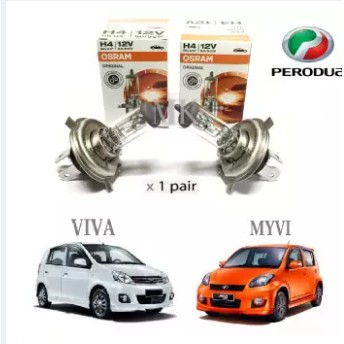 (1 PAIR)OSRAM H4 Car Headlight Bulbs for PERODUA VIVA 