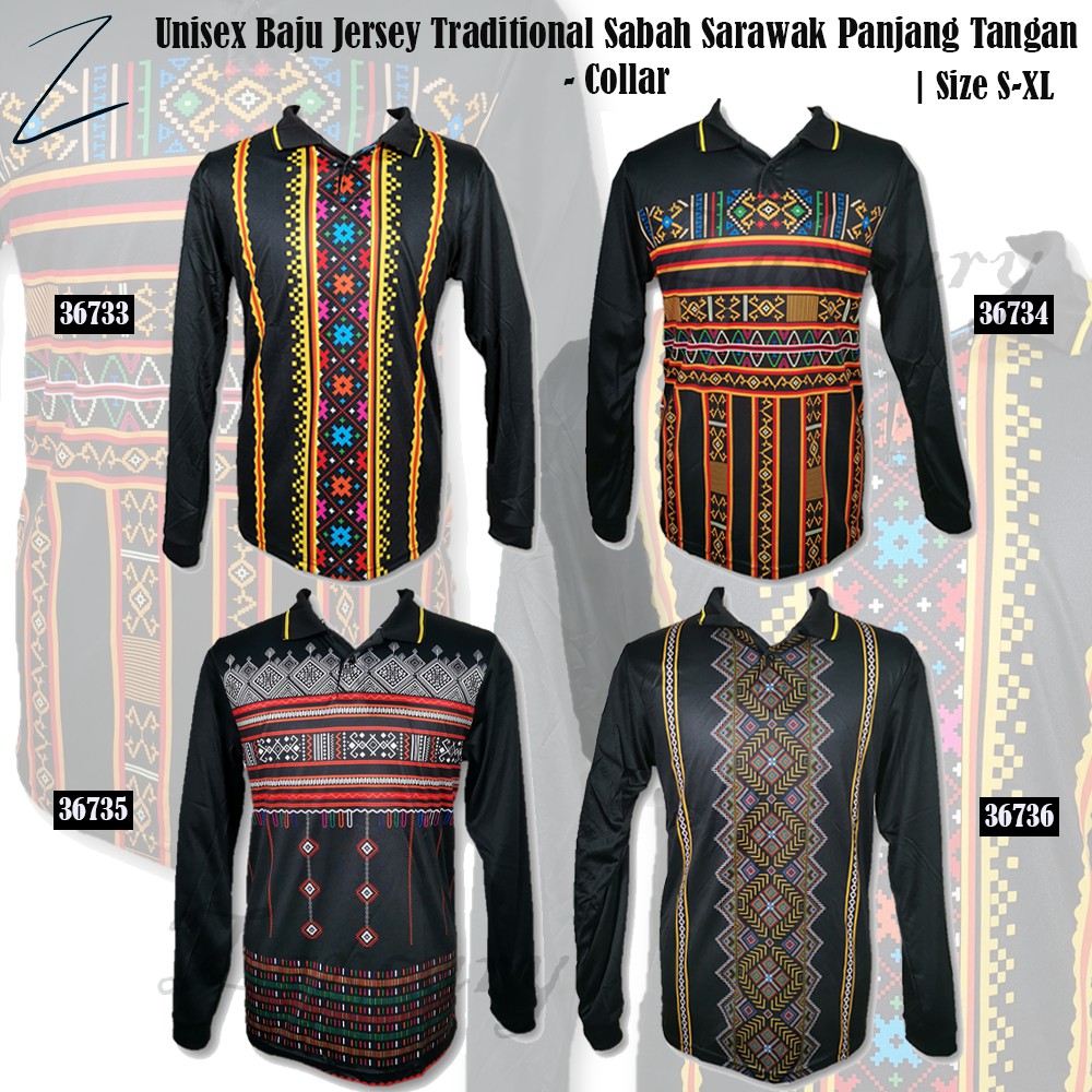 Ready Stock!! Unisex Baju Jersey Tradisional Batik Etnik Sabah Sarawak ...