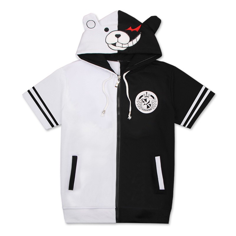 Anime Hoodie Monokuma Jacket Short Sleeve Dangan Ronpa Cosplay Unisex ...