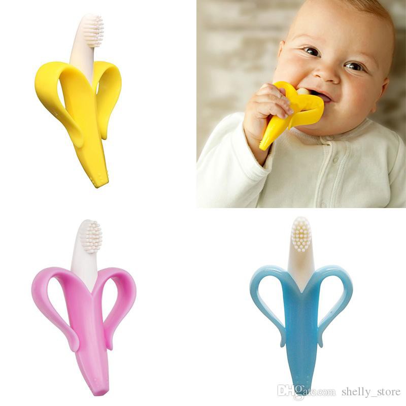 banana silicone teether toothbrush