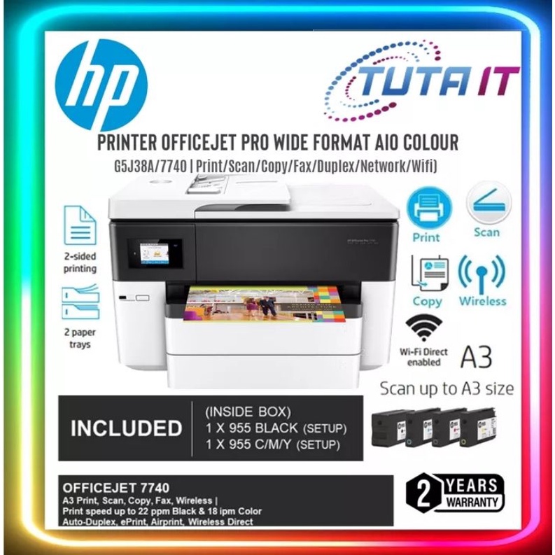 Ready stock]HP OfficeJet Pro 7740 Wide Format AllinOne Printer(G5J38A