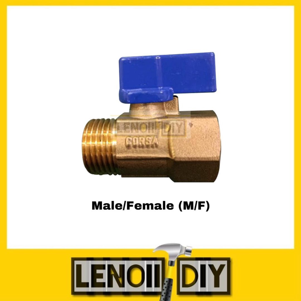 Corsa Brass Mini Ball Valve Female Female / Male Female / Male Male 1/2" (15mm)