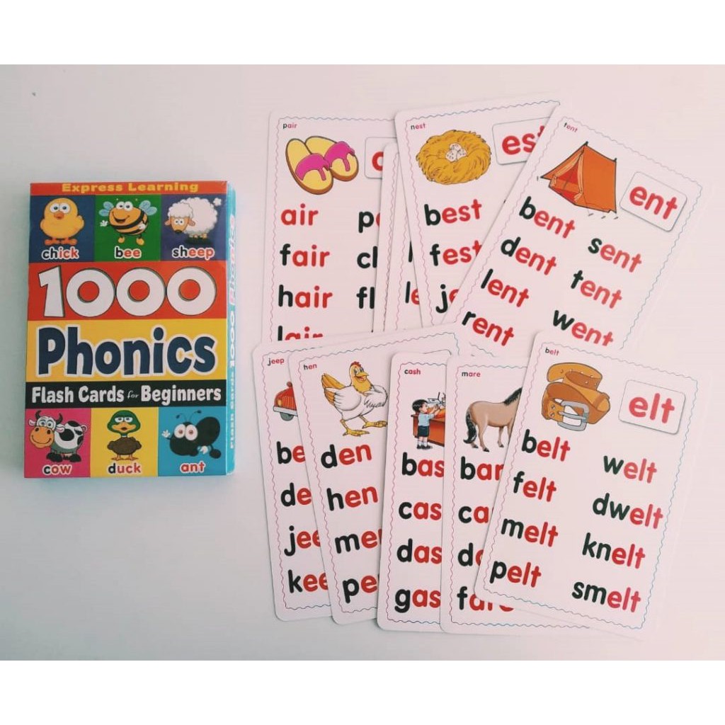 1000 Phonics Flash Cards For Beginners English Words - Kad Imbas ...