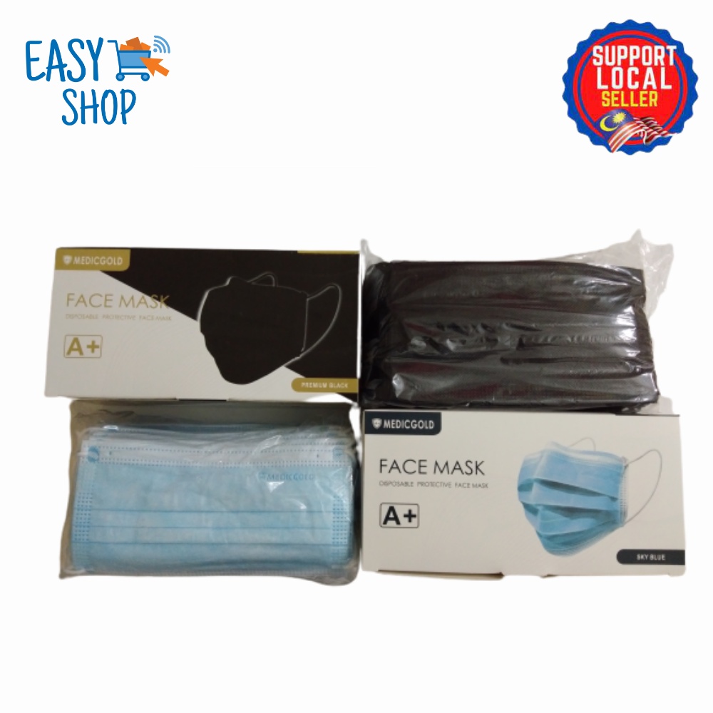 [Ready Stock] MEDICGOLD 50pcs Face Mask Disposable Earloop 3ply Face