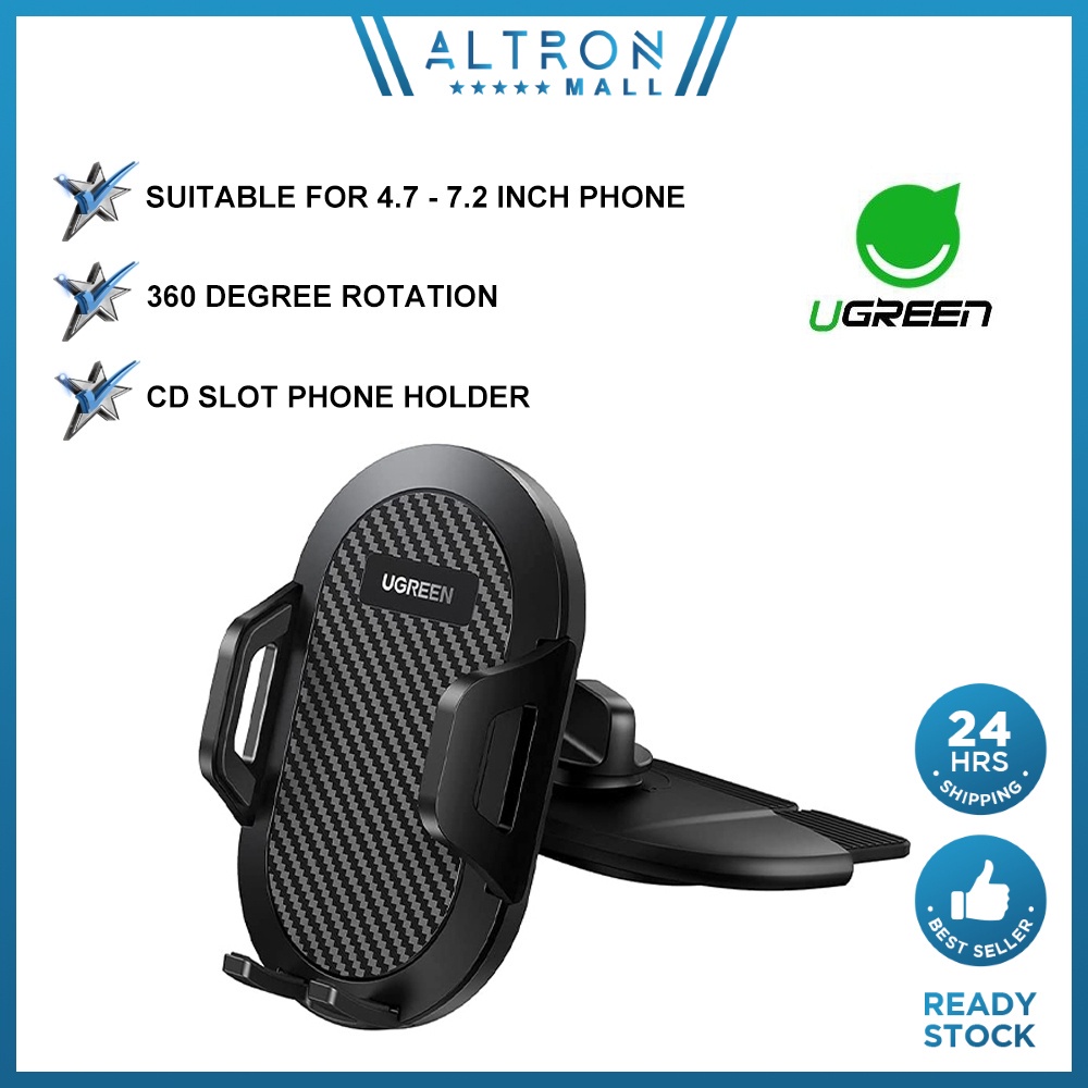 UGREEN Car Phone Holder for CD Slot Auto Lock Car Mobile Stand Operation Car Mount iPhone13 12 Samsung S21 Huawei