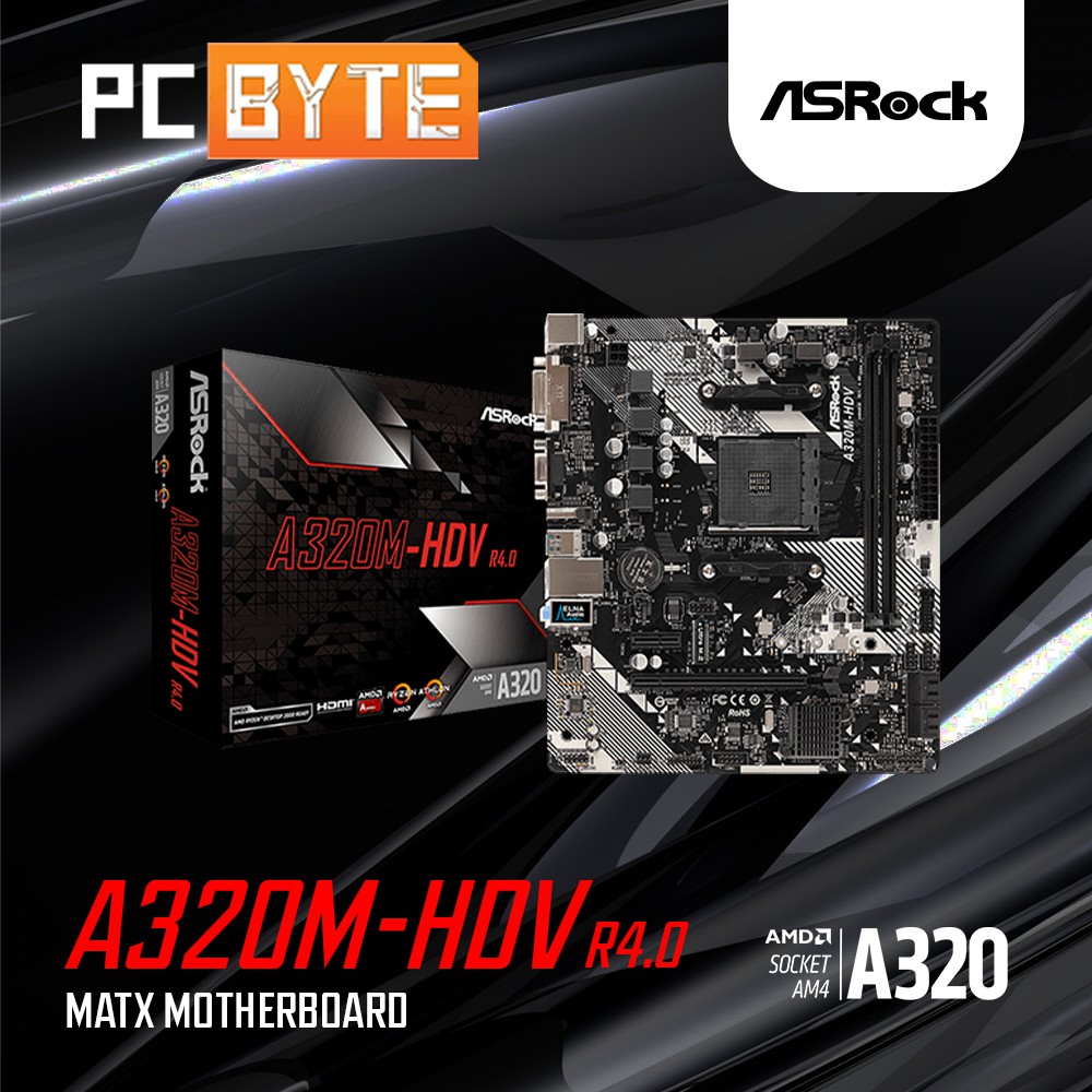 ASRock A320MHDV R4.0 AMD Ryzen AM4 MATX Motherboard Shopee Malaysia