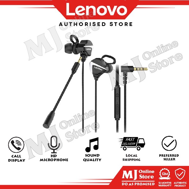 Lenovo H105 Wired Gaming inear Headphones with Unplugged Microphone Stereo Sound Intelligent