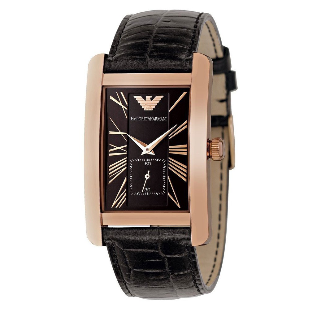 Authentic Original Emporio Armani Men's Square Rose Gold-tone Black Dial  Leather Watch AR0168 | Shopee Malaysia