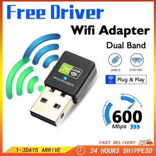 High Speed Wifi Adapter 600Mbps Dual Band 5G+2.4Ghz Wireless USB Adapter 802.11AC PC Laptop Wi-Fi Receiver Adapters